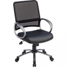 Lorell Mid Back Task Chair - Leather Black Seat - 5-star Base - Black - 25