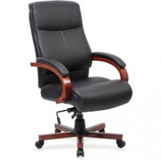 Lorell Executive Chair - Leather Black Seat - Leather Black Back - 27