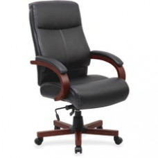 Lorell Executive Chair - Black, Mahogany - 27