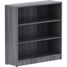 Lorell Weathered Charcoal Laminate Bookcase - 36 x 12" x 36" - 3 x Shelf(ves) - Sturdy, Laminated, Contemporary Style, Square Edge, Adjustable Feet - Weathered Charcoal - Medium Density Fiberboard (MDF) - 