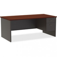 Lorell Mahogany Laminate/Charcoal Modular Desk Series - 72