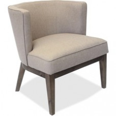 Lorell Linen Fabric Accent Chair - Walnut Wood Frame - Four-legged Base - Beige - Linen - 1 Each