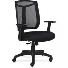 Lorell Air Seating Mesh Back Chair with Air Grid Fabric Seat - Black Fabric Seat - Black Frame - 5-star Base - Black - Armrest - 1 Each