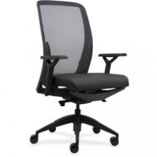 Lorell Executive Mesh Back/Fabric Seat Task Chair - Black Fabric Seat - High Back - Armrest - 1 Each