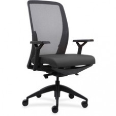 Lorell Executive Mesh Back/Fabric Seat Task Chair - Crepe Fabric Gray Seat - 26.5