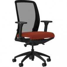 Lorell Executive Mesh Back/Fabric Seat Task Chair - Orange Crepe Fabric Seat - High Back - Armrest - 1 Each