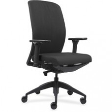 Lorell Executive Chairs with Fabric Seat & Back - Black Fabric Seat - Black Fabric Back - Black Frame - High Back - Armrest - 1 Each
