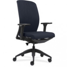 Lorell Executive Chairs with Fabric Seat & Back - Dark Blue Fabric Seat - Dark Blue Fabric Back - Black Frame - High Back - Armrest - 1 Each