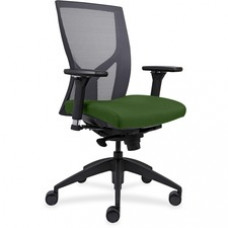 Lorell High-Back Mesh Chairs with Fabric Seat - Fabric Fern Green, Foam Seat - Black - 26.3