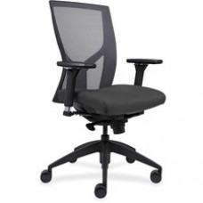 Lorell High-Back Mesh Chairs with Fabric Seat - Fabric Gray, Foam Seat - Black - 26.3