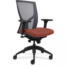 Lorell High-Back Mesh Chairs with Fabric Seat - Orange Fabric, Foam Seat - High Back - Black - 1 Each