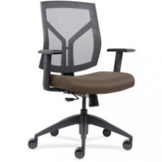 Lorell Mesh Back/Fabric Seat Mid-Back Task Chair - Fabric Beige, Foam Seat - Black Frame - 26.5