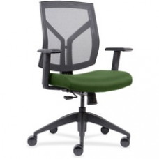 Lorell Mesh Back/Fabric Seat Mid-Back Task Chair - Fabric Green, Foam Seat - Black Frame - 26.5