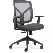 Lorell Mesh Back/Fabric Seat Mid-Back Task Chair - Fabric Ash Gray, Foam Seat - Black Frame - 26.5