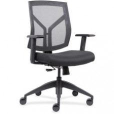 Lorell Mesh Back/Fabric Seat Mid-Back Task Chair - Vinyl Black, Foam Seat - Black Frame - 26.5