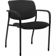 Lorell Contemporary Stacking Chair - Black Foam, Crepe Fabric Seat - Black Foam, Crepe Fabric Back - Powder Coated, Black Tubular Steel Frame - Four-legged Base - Armrest - 2 / Carton