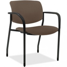 Lorell Contemporary Stacking Chair - Beige Foam, Crepe Fabric Seat - Beige Foam, Crepe Fabric Back - Powder Coated, Black Tubular Steel Frame - Four-legged Base - Armrest - 2 / Carton