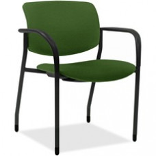 Lorell Contemporary Stacking Chair - Foam Fern, Crepe Fabric Seat - Foam Fern, Crepe Fabric Back - Tubular Steel Powder Coated, Black Frame - Four-legged Base - 25.5