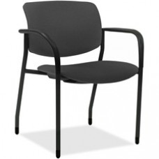 Lorell Contemporary Stacking Chair - Foam Ash, Crepe Fabric Seat - Foam Ash, Crepe Fabric Back - Tubular Steel Powder Coated, Black Frame - Four-legged Base - 25.5