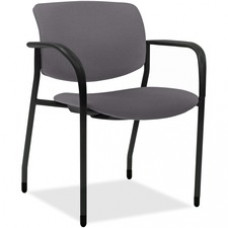 Lorell Stack Chairs with Vinyl Seat & Back - Foam Ash, Fabric Seat - Foam Ash, Fabric Back - Tubular Steel Powder Coated, Black Frame - Four-legged Base - 25.5