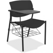 Lorell Writing Tablet Student Chairs - Powder Coated, Black Tubular Steel Frame - Four-legged Base - Black - Plastic - 2 / Carton