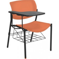 Lorell Writing Tablet Student Chairs - Powder Coated, Black Tubular Steel Frame - Four-legged Base - Orange - Plastic - 2 / Carton