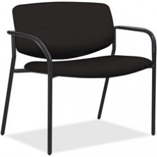 Lorell Bariatric Guest Chairs with Fabric Seat & Back - Black Steel, Crepe Fabric Seat - Black Steel Back - Powder Coated, Black Tubular Steel Frame - Four-legged Base - Armrest - 1 Each