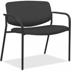 Lorell Bariatric Guest Chairs with Fabric Seat & Back - Steel Ash, Crepe Fabric Seat - Steel Ash Back - Tubular Steel Powder Coated, Black Frame - Four-legged Base - 30
