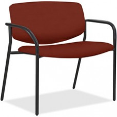 Lorell Bariatric Guest Chairs with Fabric Seat & Back - Orange Steel, Crepe Fabric Seat - Orange Steel Back - Powder Coated, Black Tubular Steel Frame - Four-legged Base - Armrest - 1 Each