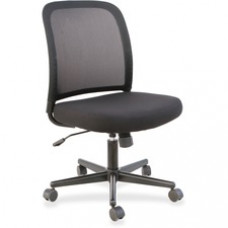 Lorell Mesh Back Armless Task Chair - Fabric Seat - Fabric Back - Black - 24.4
