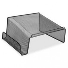 Lorell Black Mesh/Wire Angled Height Mesh Phone Stand - 11.1" x 10.1" x 5.3" - Steel - 1 Each - Black