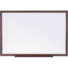 Lorell Wood Frame Dry-Erase Marker Boards - 96" (8 ft) Width x 48" (4 ft) Height - White Melamine Surface - Brown Wood Frame - 1 Each