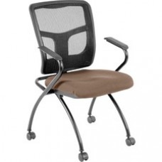 Lorell Mesh Back Fabric Seat Nesting Chairs - Fabric Seat - Metal Powder Coated Frame - Four-legged Base - Black - Mesh - 24.4