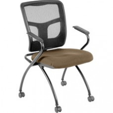 Lorell Mesh Back Fabric Seat Nesting Chairs - Fabric Seat - Metal Powder Coated Frame - Four-legged Base - Black - Mesh - 24.4