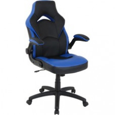 Lorell Bucket Seat High-back Gaming Chair - Black, Blue Seat - Black, Blue Back - 5-star Base - 28