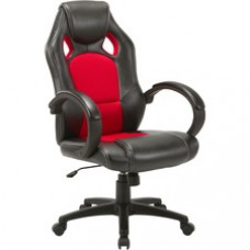 Lorell High-back 2-Color Economy Gaming Chair - Mesh, Polyurethane, Nylon - Black, Red