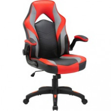 Lorell High-Back Gaming Chair - For Gaming - Vinyl, Nylon - Red, Black, Gray