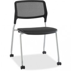 Lorell Stackable Guest Chairs - Black Seat - Black Back - Metal Powder Coated Frame - Four-legged Base - 22.3