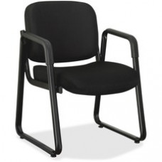 Lorell Black Fabric Guest Chair - Fabric Black, Plywood Seat - Fabric Black, Plywood Back - Metal Frame - Sled Base - Black - 26