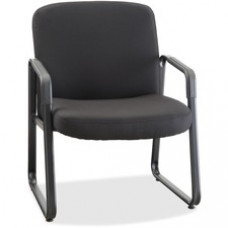Lorell Big and Tall Fabric-Upholstered Guest Chair - Plywood Black, Fabric Seat - Plywood Black, Fabric Back - Metal Powder Coated Frame - Sled Base - 26.3