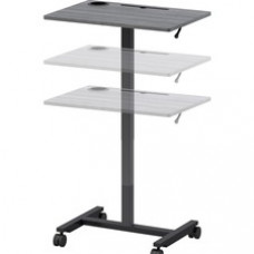 Lorell Height-adjustable Mobile Desk - Weathered Charcoal Laminate Top - Powder Coated Base - 43
