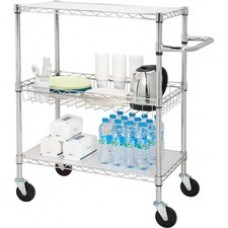 Lorell 3-Tier Rolling Carts - 99 lb Capacity - 4 Casters - Steel - 18