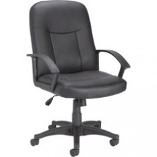 Lorell Leather Managerial Mid-back Chair - Black Frame - 5-star Base - Black - Bonded Leather - 20.50