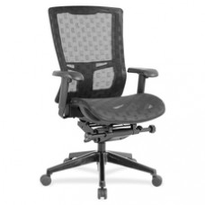 Lorell Checkerboard Design High-Back Mesh Chair - Black Seat - Nylon Black Back - 5-star Base - Black - 19.70