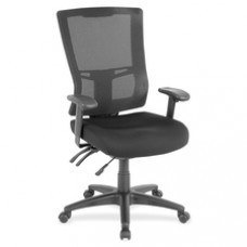Lorell High-Back Mesh Chair - Fabric Black Seat - Nylon Black Back - 5-star Base - Black - 20.90