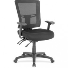 Lorell Swivel Mid-Back Mesh Chair - Fabric Black Seat - Nylon Black Back - 5-star Base - Black - 20.90