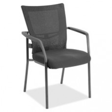 Lorell Mesh Back Guest Chair - Fabric Black Seat - Nylon Back - Powder Coated Frame - Four-legged Base - Black, Gray - 25