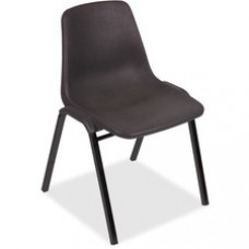 Lorell Plastic Stacking Chairs - Polypropylene Black Seat - Polypropylene Black Back - Metal Black, Powder Coated Frame - Arched Base - 19.3