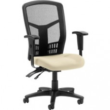 Lorell Executive High-back Mesh Chair - Fabric Buff Beige Seat - Gray Back - Steel Black, Plastic Frame - 5-star Base - 21