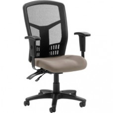 Lorell Executive High-back Mesh Chair - Fabric Stratus Brown Seat - Gray Back - Steel Black, Plastic Frame - 5-star Base - 21